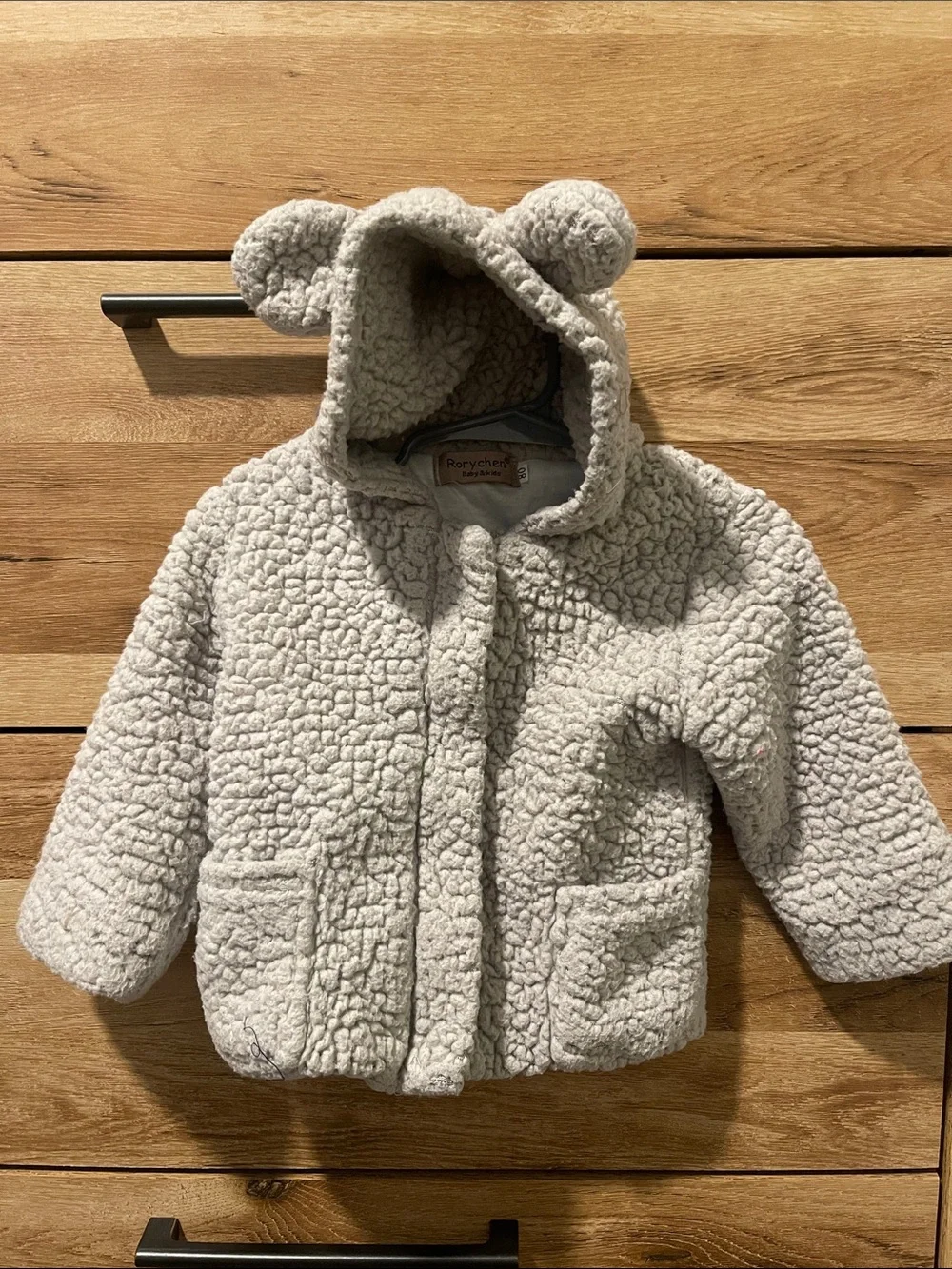 Gray Sherpa Hooded Kids Jacket with Ears